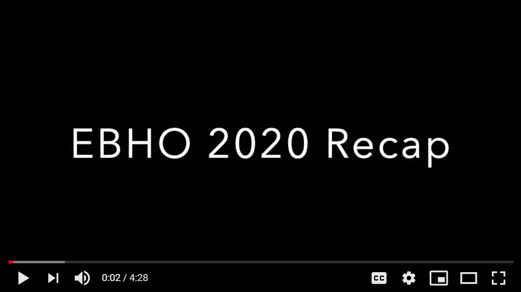 black image with white writing EBHO 2020 recap
